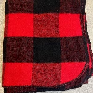 Vintage Marlboro Country Store Wool Blanket Throw Red Black Buffalo Check Plaid